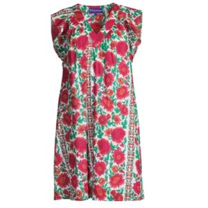 Ro's Garden Parker Cotton Floral Minidress Red Green Multi